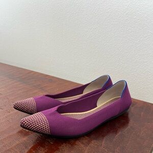 Rothy’s The Point Flat Mulberry Purple/Gold Rare Retired Sz 10